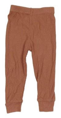 Starorůžové žebrované tepláky 