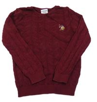 Vínový pletený svetr s výšivkou U.S. Polo