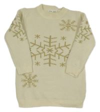 Smetanový dlouhý svetr s vločkami Shein