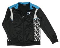 Černo-bílo-modrá propínací sportovní mikina Diadora