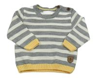 Šedo-bílo-žlutý pruhovaný svetr Milon 