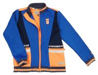 Modro-tmavomodro-oranžová propínací mikina s nápisy Retour