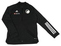 Černá sportovní funkční propínací mikina s pruhy Adidas 