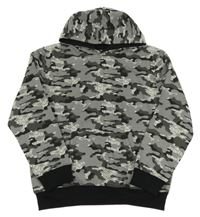 Šedo-bílá army mikina s kapucí Fluid