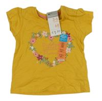 Nové - Žluté tričko s kytičkami Primark