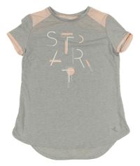 Šedo-světlerůžové sportovní tričko s nápisem 