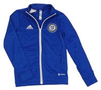 Kobaltově modrá propínací fotbalová funkční mikina Adidas