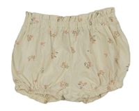 Smetanové bavlněné kraťasy s kytičkami H&M