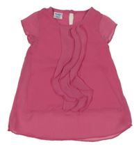 Růžové šifonové šaty s volánky Dirkje