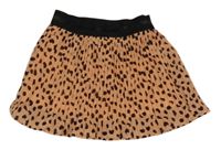 Broskvovo-černá vzorovaná plisovaná sukně