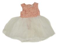 Bílo-růžové tylovo/krajkové šaty Shein