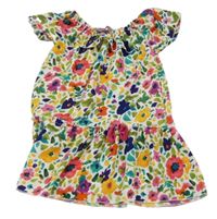 Barevné kytičkované šaty s mašličkou 