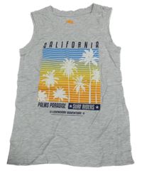 Šedé melírované trílko s palmami Pocopiano