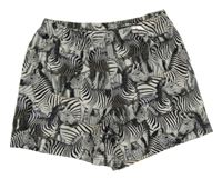 Černo-bílé vzorované bavlněné kraťasy se zebrami Jado 