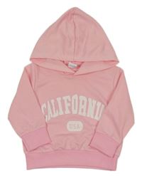 Světlerůžová mikina s nápisem a kapucí