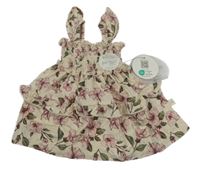 Nové - Pudrové lehké vrstvené květované šaty Milkberry