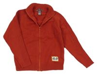 Červený propínací svetr s nášivkou H&M