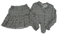 2set - Černá crop květovaná halenka + sukně Matalan