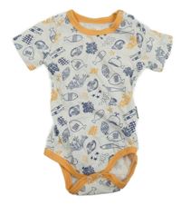 Bílo-oranžové body s rybkami 