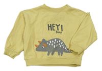 Žlutá oversize mikina s dinosaurem Cool Club