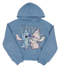Světlemodrá crop mikina se Stitchem a kapucí Disney + C&A