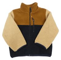 Tmavomodro-béžová huňatá podšitá bunda H&M