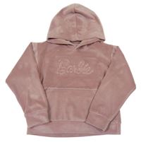 Starorůžová plyšová mikina s logem a kapucí Barbie 