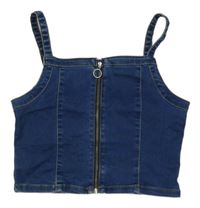 Tmavomodrý riflový propínací crop top New Look
