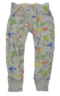 Šedé melírované pyžamové kalhoty s letadly a balony George