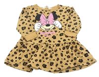 Světlehnědo-černo-hnědé vzorované teplákové šaty s Minnie H&M