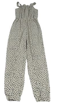Světlebéžovo-černý puntíkatý kalhotový overal H&M