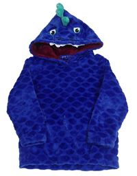 Safírová plyšová mikina s kapucí - dinosaurus zn. Snooze Time