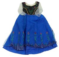 Kostým - Královsky modro-černé šaty s flitry - Anna Disney