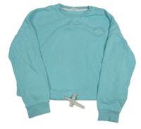 Pomněnková oversize crop mikina s nápisy M&S