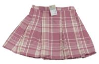 Nové - starorůžovo-světlerůžovo-smetanová kostkovaná sukně PRIMARK