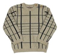 Béžovo-černý kostkovaný melírovaný svetr Tu