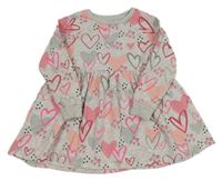 Šedé melírované teplákové šaty se srdíčky St. Bernard