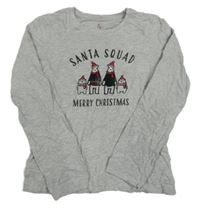 Šedé melírované pyžamové vánoční triko s medvídky a nápisy Lily & Dan