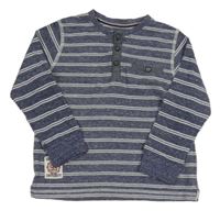 Tmavomodro-bílé pruhované melírované mikinotriko s nášivkou s číslem Matalan