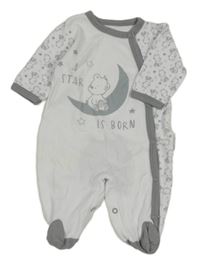 Bílo-šedý overal s medvídky a měsícem 