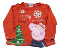 Červené triko s Peppa Pig a vánočním stromečkem Bhs