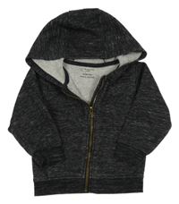 Černá melírovaná propínací mikina s kapucí PRIMARK