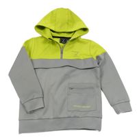 Šedo-limetková sportovní mikina s logem a kapucí RETOUR
