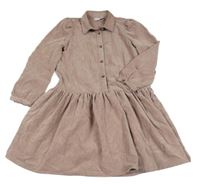 Starorůžovohnědé manšestrové košilové šaty VRS