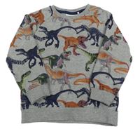 Šedá melírovaná mikina s dinosaury name it.