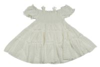 Bílé mačkané šaty s volánky SHEIN