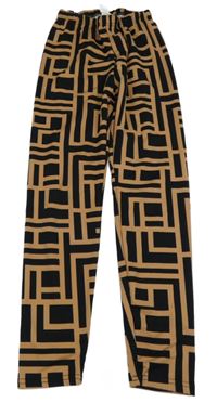 Černo-světlehnědé vzorované legíny SHEIN