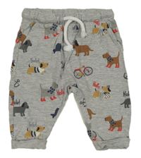 Šedé melírované tepláky s pejsky a koly a kotvami H&M