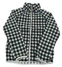 Černo-bílá kostkovaná fleecová propínací mikina H&M