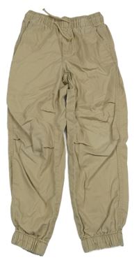 Béžové jogger waist cuff plátěné kalhoty H&M
